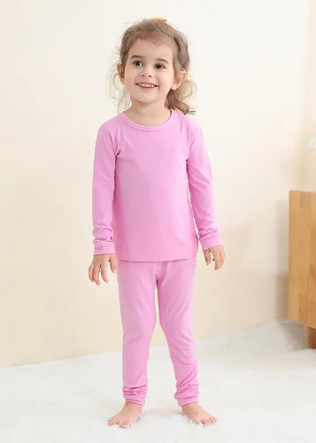 Miniatura 5 de GUISBY Conjunto de pijama de rayón de bambú para niños y niñas, ajuste cómodo, para uso diario, conjunto de pijama de 2 piezas