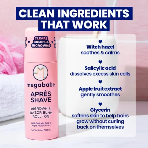 Miniatura 3 de Megababe Après Shave Después del afeitado y depilación Tratamiento roll-on para vellos encarnados y protuberancias de afeitado para mujeres