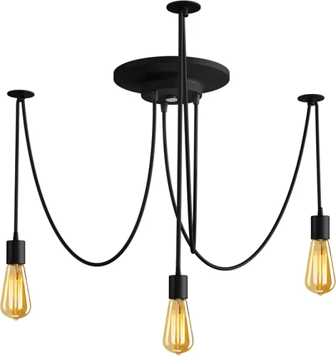 Fuloon Vintage Edison - Lámpara de araña de techo ajustable múltiple para bricolaje, lámpara colgante moderna y elegante, industrial para comedor