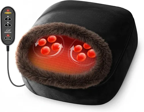 Snailax Masajeador Shiatsu 2 en 1 para pies y espalda con calor, calentador de pies amasado, masaje eléctrico de pies, masajeadores para espalda,