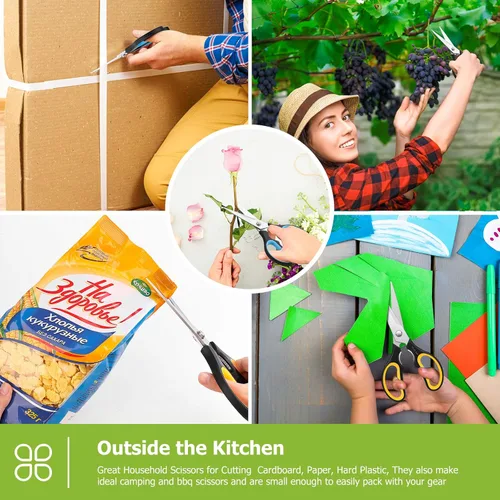 Miniatura 8 de iBayam - Tijeras de cocina, paquete de 2 tijeras de cocina resistentes de 9 pulgadas, aptas para lavavajillas, tijeras de alimentos multiusos