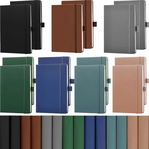 Miniatura 18 de Laumoi 7 Pack Hardcover Journal Notebooks Bulk A5/A4/B5 Journaling Notebook Wide Ruled PU Leather Ruled Lined Journals with Pen Holder for School