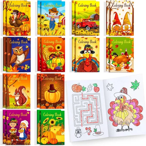Miniatura 19 de BenLouis 24 piezas de libros para colorear mini de animales de granja, recuerdos de fiesta para niños, pequeños libros de actividades a granel
