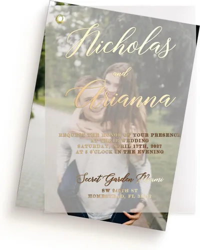 Miniatura 7 de Invitaciones de boda elegantes de Vellum con lámina dorada e imagen, invitación personalizada en oro, plata, oro rosa, invitaciones con foto