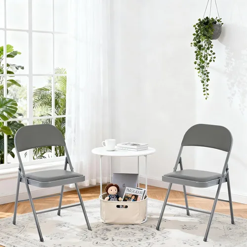 Miniatura 8 de DUMOS Paquete de 6 sillas plegables con cojín acolchado y respaldo, juego de sillas de comedor portátiles apilables de piel sintética, para el hogar