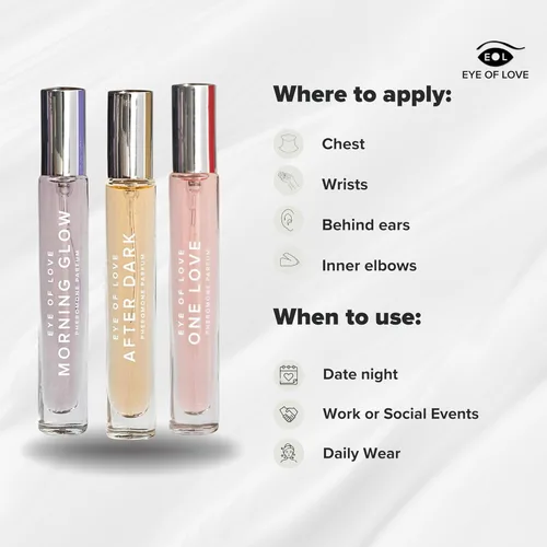 Miniatura 2 de Set de perfume de feromonas Eye Of Love – Morning Glow, One Love, After Dark para atraerlo, 1.0 fl oz