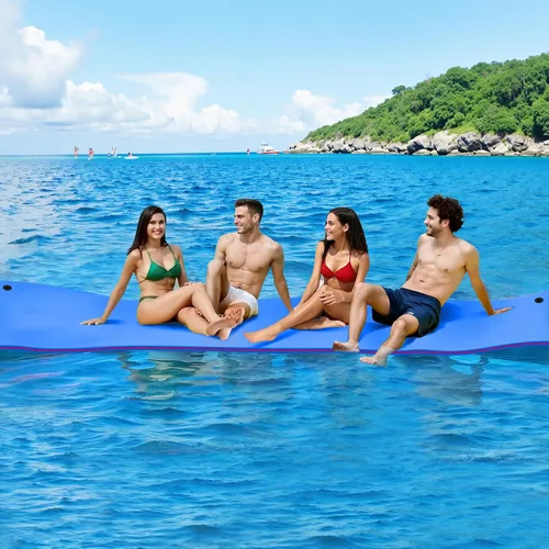 Miniatura 12 de WARMOUNTS Lily Pad Floating Mat, 7/8/9/13/15.5 FT Floating Mat, 3-Layer Tear-Resistant XPE Foam Floating Water Mat with 16.4' Elastic Bungee Tethers