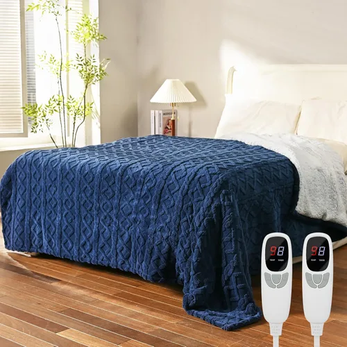 Miniatura 11 de Manta térmica de 50 x 60 pulgadas con 9 niveles de calefacción y apagado automático de 1-10 horas, manta eléctrica con certificación ETL y FCC