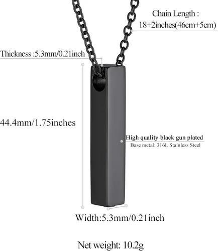 Miniatura 274 de FindChic Collares personalizados con urna para cenizas, barra vertical, gato, luna, reloj de arena, garra de perro, acero inoxidable, chapado en oro