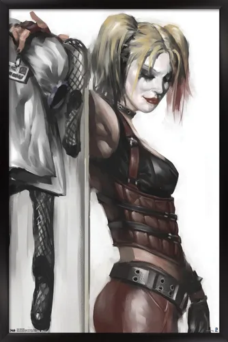 Miniatura 8 de DC Comics - Póster de pared de Harley Quinn, 22.4 pulgadas de largo x 14.7 pulgadas de ancho, versión enmarcada de madera de granero