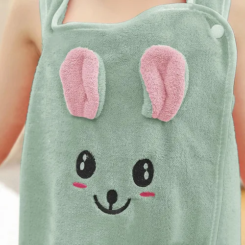 Miniatura 5 de PURFUN Toalla de baño suave para niñas con conejo de cartón, toalla de playa absorbente de agua para niños, albornoces, vestido de tubo de ducha
