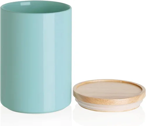 Miniatura 21 de Sweejar Kitchen Canisters - Tarro de cerámica para almacenamiento de alimentos, recipientes apilables con sello hermético y tapa de madera