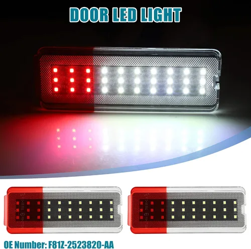Miniatura 2 de Luz de puerta LED Panel Reflector de puerta Luz de advertencia Luz de advertencia F81Z-2523820-AA para Ford Excursion 2000-2005 Blanco Rojo LED