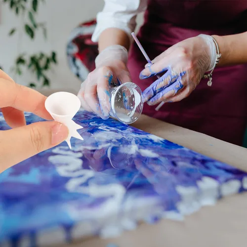 Miniatura 6 de COHEALI 3 vasos divididos de silicona blanca para pintura acrílica, diseño ergonómico para un fácil agarre, perfecto para proyectos de arte