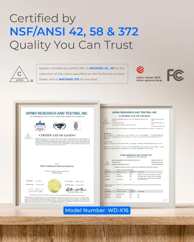 Miniatura 3 de Waterdrop X16-Alkaline Sistema de ósmosis inversa sin tanque, Certificado NSF/ANSI 42&58&372, Sistema de filtro RO de 1600 GPD, Filtración de 11 X16