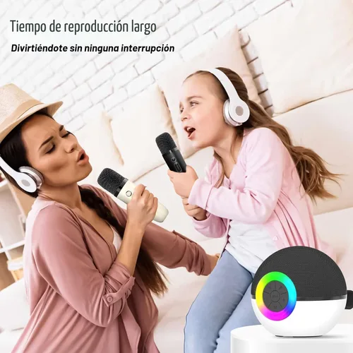 Miniatura 6 de goopow Mini máquina de karaoke con altavoz para niños y adultos, micrófono portátil con Bluetooth y juguetes de canciones con luz LED, el mejor