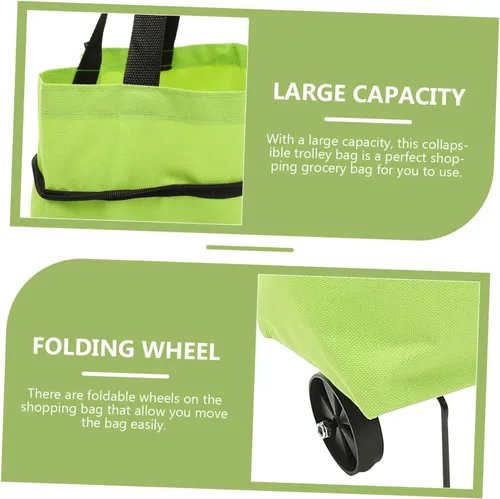 Miniatura 6 de Bolsa de lavandería plegable con ruedas grandes reutilizables para necesidades diarias Versátil Verde