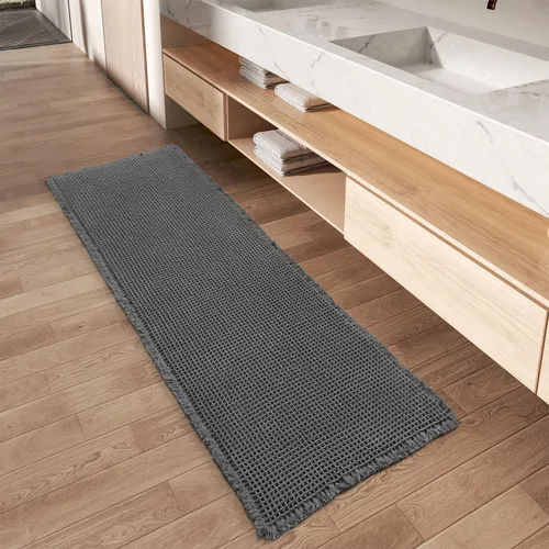 Miniatura 49 de AMOAMI Tapete de baño mejorado con diseño de gofre, súper absorbente, antideslizante, para suelo de baño, lavable a máquina, con borlas, tapetes
