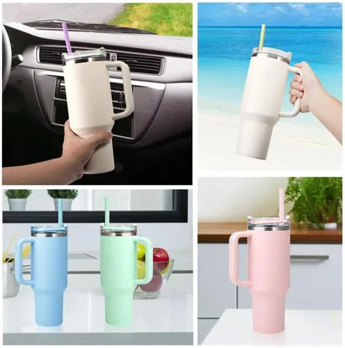 Miniatura 6 de UWAYEXRA Paquete de 6 popotes de silicona de repuesto, popotes de vaso de 12.2 pulgadas y 40 onzas, popotes reutilizables extra largos para café