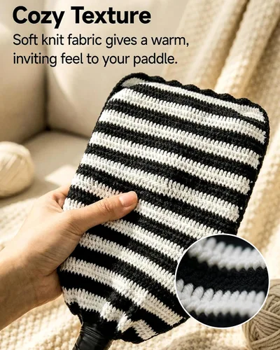 Miniatura 4 de Funda de paleta de pickleball de ganchillo para regalo, funda hecha a mano para mujeres y hombres, bonitos accesorios con bolsa de prensa, lista