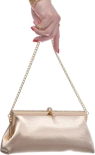 Miniatura 2 de Bolsa de embrague clásica de satén de lujo con elegante bolso cruzado con diamantes de imitación para boda novia graduación graduación