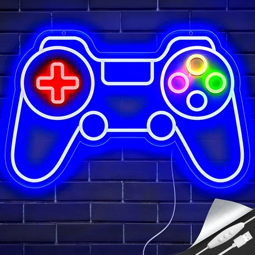 Letrero de Neón de Control de Juegos Regalos para Gamers para Decoración de Habitación de Adolescentes Varones Luces de Gaming Mejoradas Letrero de