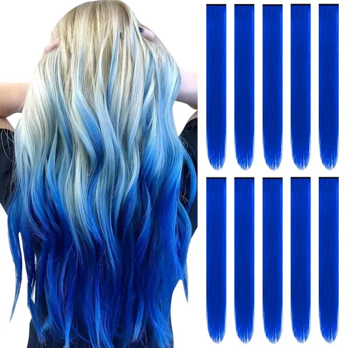 Miniatura 12 de Extensiones de cabello sintético de 22 pulgadas, extensiones de cabello sintético largo y lacio con clip, extensiones de cabello sintético para Negro