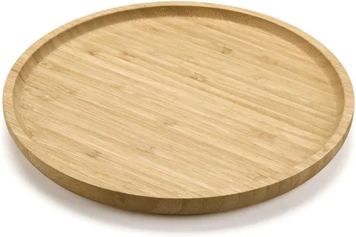 Miniatura 5 de XIMISISE Bandeja redonda de bambú, Bandeja de servir de madera, Plato de madera, Tabla de charcutería de madera, Bandeja decorativa para la mesa