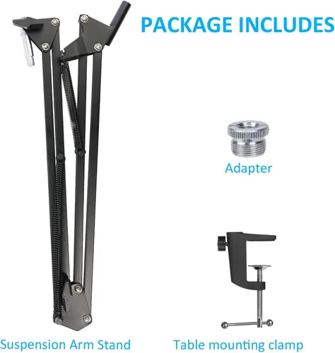 Miniatura 5 de Soporte de brazo para HyperX SoloCast 2 Boom Arm – Soporte de micrófono de tijera ajustable profesional compatible con micrófono HyperX SoloCast 2