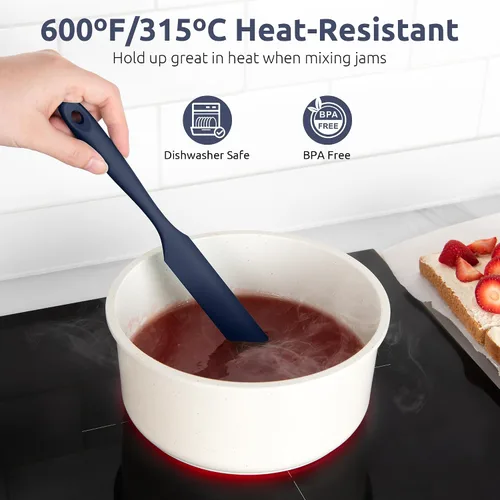 Miniatura 5 de U-Taste Espátula delgada de silicona para tarros: resistente al calor hasta 600ºF, grado alimenticio, de 10 pulgadas de largo, estrecha, para agitar