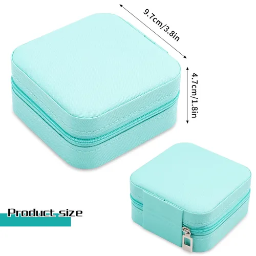 Miniatura 3 de Mini caja de joyería portátil de viaje de cuero organizador de anillos de joyería caja de regalo para niñas y mujeres azul