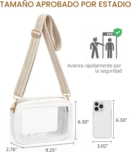 Miniatura 4 de BS-VOG Bolsa transparente para eventos de estadio, bolso transparente para mujeres, bolso cruzado aprobado por estadios para fanáticos de conciertos
