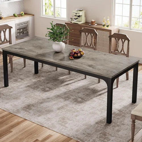 Miniatura 16 de Tribesigns Mesa de comedor negra para 6-8 personas, mesa rectangular grande de 78 pulgadas para comedor, 78.7 x 27.5 x 29.5 pulgadas (solo mesa)