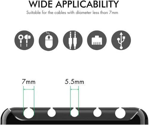 Miniatura 2 de AhaStyle Clips para cables, paquete de 3 soportes para cables, organizador de cables, autoadhesivo, para organizar el escritorio, cable USB, mesita