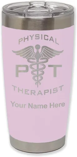 Miniatura 25 de LaserGram PT Physical Therapeut, vaso aislado al vacío de 20 onzas, grabado personalizado incluido (negro)