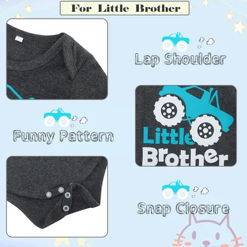 Miniatura 4 de Funnycokid Conjunto de camisas a juego para hermano mayor, hermano pequeño, ropa de regalo para bebé