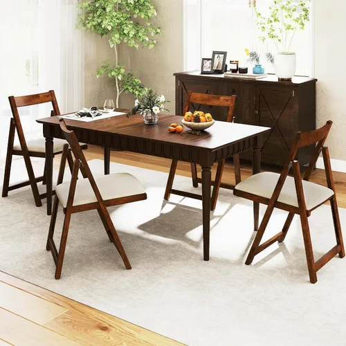 Miniatura 8 de GOFLAME Juego de 4 sillas plegables para comedor, sillas plegables con asiento acolchado y respaldo ergonómico, estructura de madera de goma, sillas