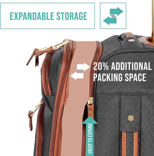 Miniatura 2 de Steve Madden Designer Luggage Collection - Bolsa expandible de 28 pulgadas para hombres y mujeres, maleta duradera y ligera a cuadros con ruedas