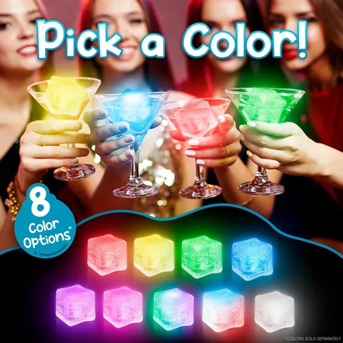 Miniatura 5 de Windy City Novelties Paquete de 12 cubos de hielo LED azules con 6 modos de luz, innovador botón de encendido/apagado, perfectos para fiestas