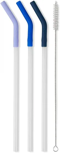 Miniatura 3 de Swig Life Popotes Reutilizables Hidrangea + Azul + Marino Set de Popotes Largos & Cepillo de Limpieza, Cada Popote mide 14 pulgadas de largo
