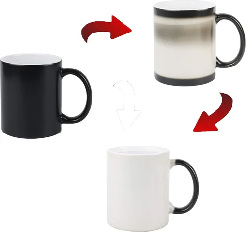 Miniatura 4 de Taza de sublimación cambiable de 11 onzas, 3 colores surtidos, negro, azul y rojo, empaquetada en caja blanca, caja de 6
