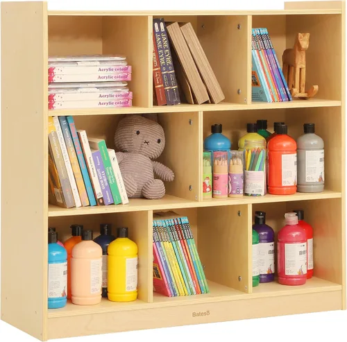 Miniatura 9 de Bateso Organizador de almacenamiento de juguetes para habitación de niños, estantería de madera para niños, para aula, organizador de almacenamiento