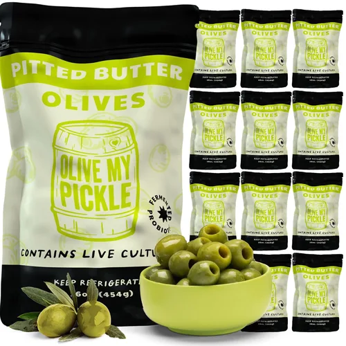 Miniatura 9 de Olive My Pickle Green Olives - Mantequilla sin hueso, 48 onzas, paquete de 3 unidades de aceitunas Castelvetrano saludables de cultivo vivo sin