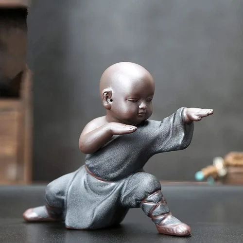 Miniatura 13 de Kingzhuo Estatuilla de Buda en miniatura de cerámica, pequeña y linda estatua de Buda, figura de monje, manualidades creativas para bebés, adornos