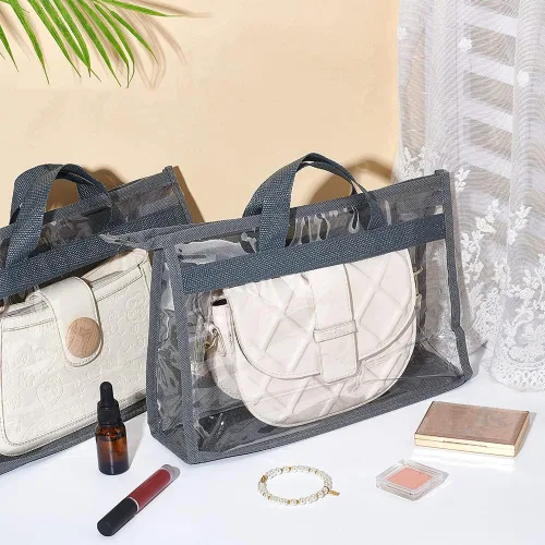 Miniatura 6 de PH PandaHall Paquete de 5 organizadores de almacenamiento de bolsos, bolsas de almacenamiento transparentes para colgar bolsas, bolsas de polvo Gris