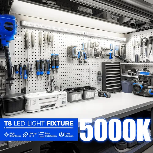 Miniatura 4 de Barrina Luces LED para tienda de 2 pies, 20 W, 3000 lúmenes, 5000 K, lámpara LED T8, cubierta transparente, luz de techo y tienda de servicios