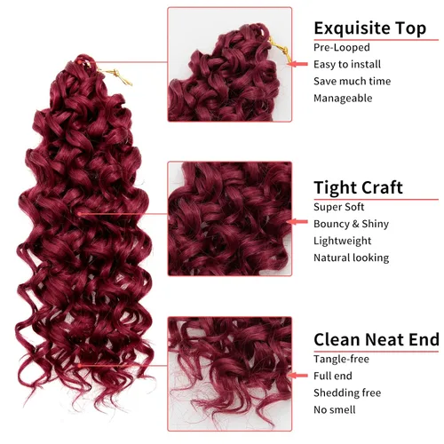 Miniatura 3 de QRHSUKA GoGo Curl Cabello de Ganchillo Rizado Corto para Mujeres Rizos de Playa Ondas de Agua Trenzas Profundas de Ganchillo Sintéticas Extensiones