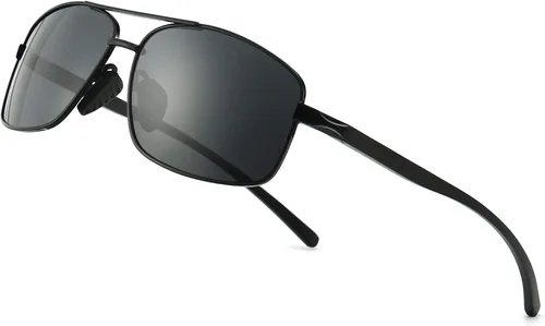 SUNGAIT lentes de sol polarizados rectangulares livianos con protección 100% contra rayos UV Marco negro lente gris 2026