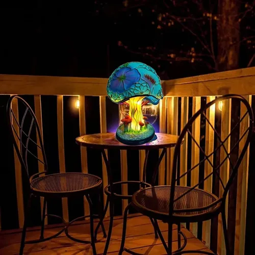 Miniatura 6 de Lámpara de Mesa de Resina de Vidrio Creativa en Forma de Seta, Luz Nocturna Mini de Vidrio Manchado de 5.9 Pulgadas, Decoración Bohemia