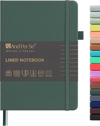 Miniatura 94 de &And Per Se - Cuaderno en blanco, 160 páginas, 5.7 x 8 pulgadas, cuaderno de rayas estrechas con papel grueso para escribir, cuaderno de tapa dura